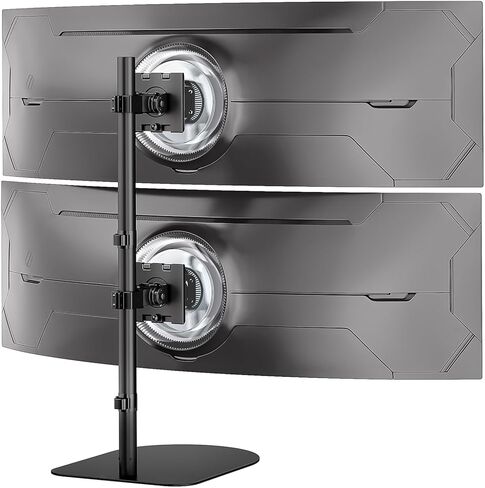 Dual Stacked Monitor Stand - 17-49 inch Freestanding Vertical Dual Ultrawide Monitor Mount, Adjustable Heavy Duty Desk Stand, Max Load 44 lbs (per Screen), VESA 75/100mm, Black in Kuwait