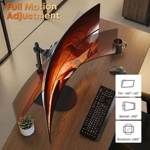 Dual Stacked Monitor Stand - 17-49 inch Freestanding Vertical Dual Ultrawide Monitor Mount, Adjustable Heavy Duty Desk Stand, Max Load 44 lbs (per Screen), VESA 75/100mm, Black in Kuwait