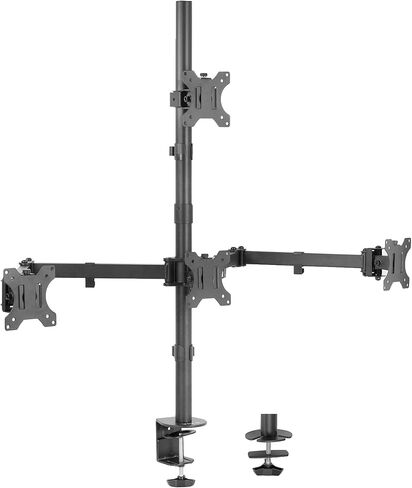 VIVO Quad Monitor 13 to 24 inch LED LCD Clamp-on Desk Mount, 3 Plus 1 Articulating Display Computer Stand, Holds 4 Screens, Max VESA 100x100mm, Adjustable, Home Office Workstation, STAND-V104C in Kuwait