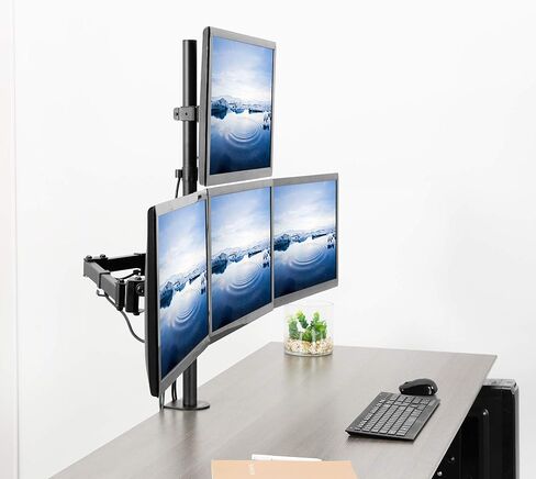 VIVO Quad Monitor 13 to 24 inch LED LCD Clamp-on Desk Mount, 3 Plus 1 Articulating Display Computer Stand, Holds 4 Screens, Max VESA 100x100mm, Adjustable, Home Office Workstation, STAND-V104C in Kuwait