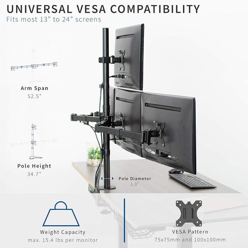 VIVO Quad Monitor 13 to 24 inch LED LCD Clamp-on Desk Mount, 3 Plus 1 Articulating Display Computer Stand, Holds 4 Screens, Max VESA 100x100mm, Adjustable, Home Office Workstation, STAND-V104C in Kuwait