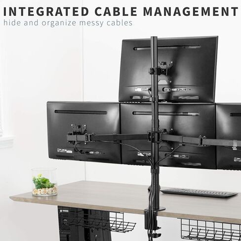 VIVO Quad Monitor 13 to 24 inch LED LCD Clamp-on Desk Mount, 3 Plus 1 Articulating Display Computer Stand, Holds 4 Screens, Max VESA 100x100mm, Adjustable, Home Office Workstation, STAND-V104C in Kuwait