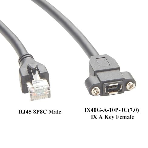 IX مفتاح إلى كابل إيثرنت RJ45 Cat6A بسرعة 10 جيجابت في الثانية محمي IX40G-A-10P-JC(7.0) IX نوع A أنثى إلى RJ45 سلك تركيب لوحة المسمار للكاميرا الصناعية رؤية الآلة الروبوتية (0.3M/0.98FT) in Kuwait