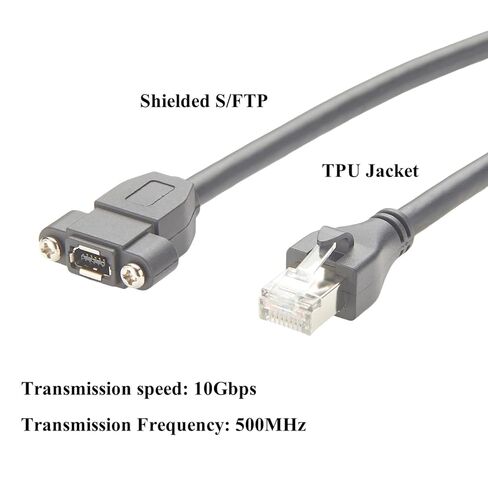 IX مفتاح إلى كابل إيثرنت RJ45 Cat6A بسرعة 10 جيجابت في الثانية محمي IX40G-A-10P-JC(7.0) IX نوع A أنثى إلى RJ45 سلك تركيب لوحة المسمار للكاميرا الصناعية رؤية الآلة الروبوتية (0.3M/0.98FT) in Kuwait