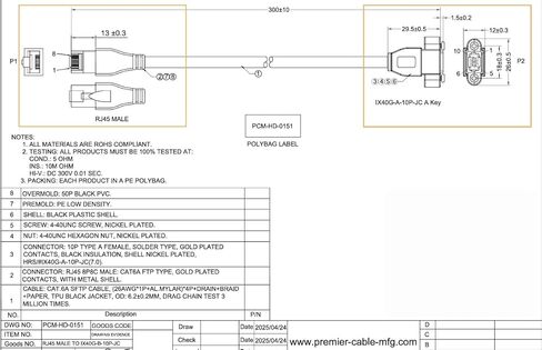 IX مفتاح إلى كابل إيثرنت RJ45 Cat6A بسرعة 10 جيجابت في الثانية محمي IX40G-A-10P-JC(7.0) IX نوع A أنثى إلى RJ45 سلك تركيب لوحة المسمار للكاميرا الصناعية رؤية الآلة الروبوتية (0.3M/0.98FT) in Kuwait