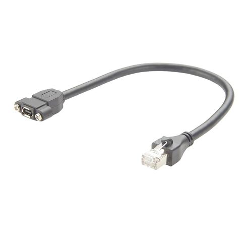 IX مفتاح إلى كابل إيثرنت RJ45 Cat6A بسرعة 10 جيجابت في الثانية محمي IX40G-A-10P-JC(7.0) IX نوع A أنثى إلى RJ45 سلك تركيب لوحة المسمار للكاميرا الصناعية رؤية الآلة الروبوتية (0.3M/0.98FT) in Kuwait
