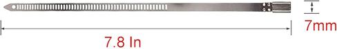304 Stainless Steel Zip Tie, 100 Pcs 7.8 Inch Silver Zip Ties Non Rusting and Long-lasting for Daily Fastening (M) in Kuwait