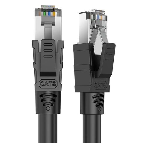 كابل إيثرنت Cat 8 بطول 1 قدم، كابل إنترنت عالي السرعة وكابل LAN، 40 جيجابت في الثانية 2000 ميجا هرتز RJ45 سلك تصحيح محمي، داخلي وخارجي مقاوم للطقس S/FTP مقاوم للأشعة فوق البنفسجية لجهاز PS5، الكمبيوتر الشخصي، جهاز التوجيه، المودم، الألعاب (5 حزم) in Kuwait