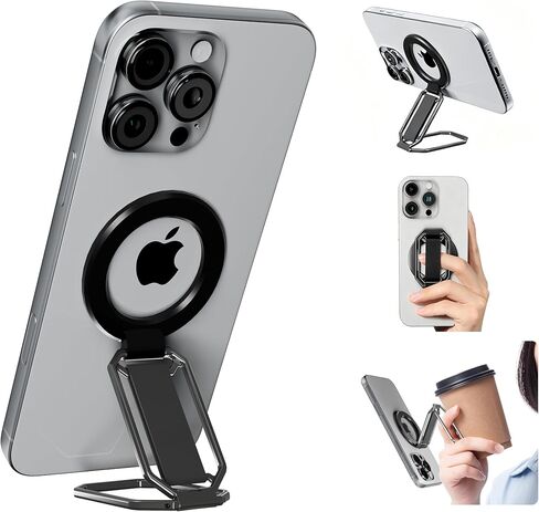 قبضة هاتف مغناطيسية متوافقة مع MagSafe، حامل هاتف مغناطيسي لهاتف iPhone 17 16 15 14 13 12، حامل معدني قابل للدوران 360 درجة لحافظات MagSafe in Kuwait