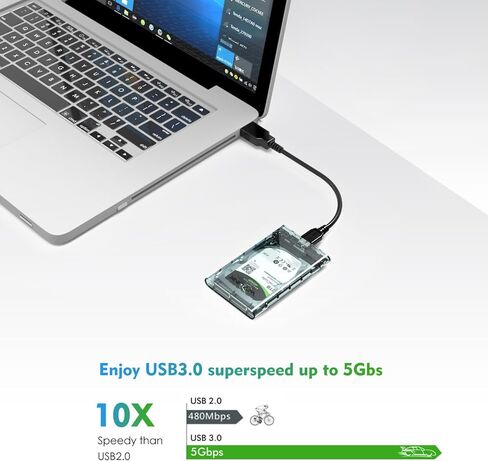2.5 Inch USB 3.0 Hard Drive Disk HDD External Enclosure Case with USB 3.0 Cable for 9.5mm or 7mm 2.5" SATA HDD and SSD, Tool-Free in Kuwait