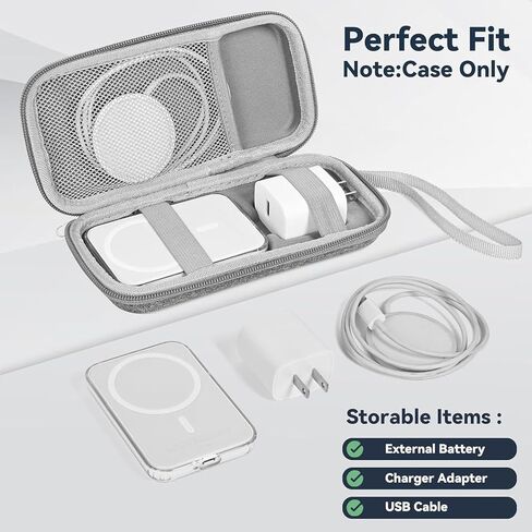 Travel Hard Case Compatible With Mag - Safe Battery Pack Travel Hard Eva Case Extra Mesh Pocket Fits Power Adapte Ios in Kuwait