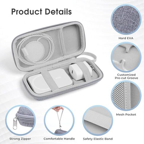 Travel Hard Case Compatible With Mag - Safe Battery Pack Travel Hard Eva Case Extra Mesh Pocket Fits Power Adapte Ios in Kuwait