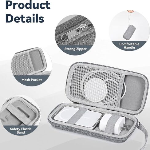 Travel Hard Case Compatible With Mag - Safe Battery Pack Travel Hard Eva Case Extra Mesh Pocket Fits Power Adapte Ios in Kuwait