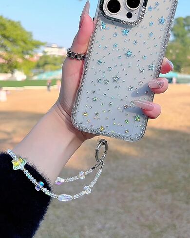 Crystal Star Phone Charm Wrist Strap, Glass Beaded Lanyard Wristlet, Hands-Free Bracelet Strap for iPhone & More Cases in Kuwait