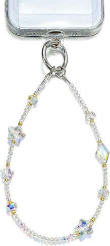 Crystal Star Phone Charm Wrist Strap, Glass Beaded Lanyard Wristlet, Hands-Free Bracelet Strap for iPhone & More Cases in Kuwait