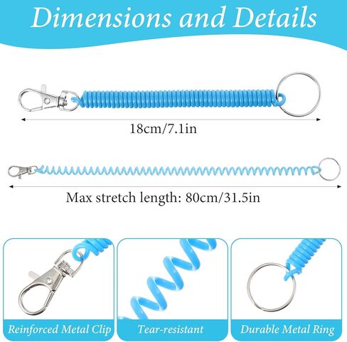 MAQUITA 60 Pcs Coil Lanyard Bulk Retractable Spring Key Chains Coil Cord Keychains with Lobster Clasp Theftproof Anti-Lost Stretch Cord Safety Key Chain for Keys Wallet Cellphone (Multicolored) in Kuwait