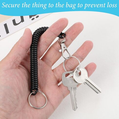 MAQUITA 60 Pcs Coil Lanyard Bulk Retractable Spring Key Chains Coil Cord Keychains with Lobster Clasp Theftproof Anti-Lost Stretch Cord Safety Key Chain for Keys Wallet Cellphone (Multicolored) in Kuwait