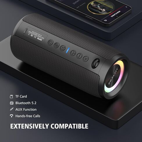 مكبر صوت بلوتوث محمول من ZEALOT، 50 وات بحد أقصى IPX6 مقاوم للماء، إقران TWS، وقت تشغيل 20 ساعة، لاسلكي، صوت كبير وباس عميق، للمنزل/الحفلة/الخارج/الشاطئ، هدايا عيد ميلاد للرجال والنساء in Kuwait
