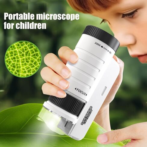 Pocket Microscope for Kids, 2026 New Educational Mini Microscope 60-200X - Portable Handheld Microscope Kit for Home School Lab, Biology Science Education - Christmas, Birthday Gifts (Black) in Kuwait