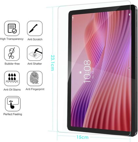 واقي شاشة Bighan مكون من قطعتين متوافق مع Lenovo Tab 2025 10.1 بوصة، طبقة من الزجاج المقوى بصلابة 9H شفافة ومضادة للفقاعات بتغطية كاملة in Kuwait