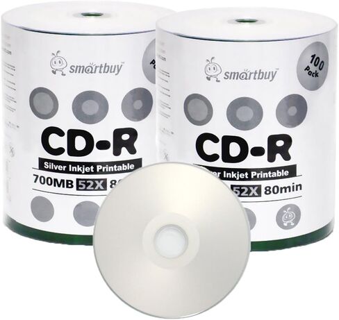 Smart Buy CD-R 200 Pack 700mb 52x أقراص فضية قابلة للتسجيل فارغة قابلة للطباعة، 200 قرص، 200pk in Kuwait