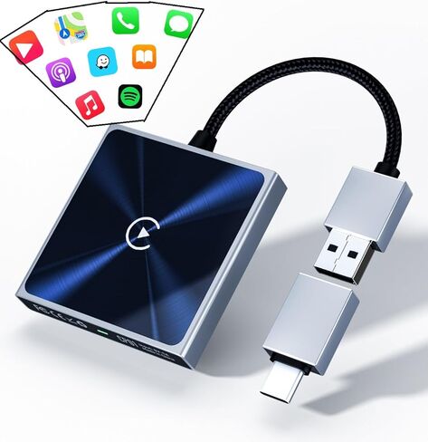 محول CarPlay اللاسلكي لـ iPhone-Mini Size Mini Apple Carplay Adapter يحول سلكية إلى لاسلكية مع USB-A إلى USB-C Dongle ، والتحكم المستقر ، ولا تأخير ، متوافق مع السيارات من 2016 & iOS 10+ in Kuwait