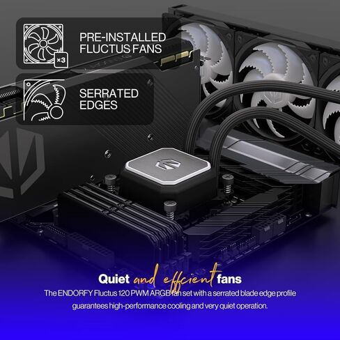 ENDORFY Navis F360 ARGB - مبرد مياه وحدة المعالجة المركزية AIO، مشعاع 360 مم، مضخة PWM، 3X Fluctus 120 PWM ARGB Fans، Intel LGA 1700/1200/115x & AMD AM5/AM4 in Kuwait