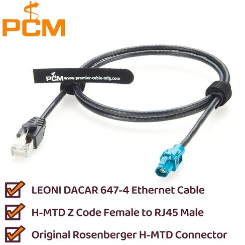 Rosenberger E6K10A-1BZZ5-Z H-MTD إلى RJ45 Cat6A كابل إيثرنت للسيارات 1 جيجابت في الثانية 100/1000BASE-T1 حزام محمي لـ ADAS، المعلومات والترفيه، كاميرا السيارة، الملاحة GPS، تشخيص المركبات (1M/3.28FT) in Kuwait