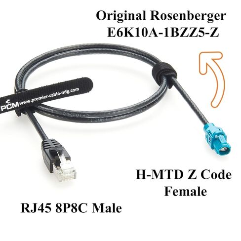 Rosenberger E6K10A-1BZZ5-Z H-MTD إلى RJ45 Cat6A كابل إيثرنت للسيارات 1 جيجابت في الثانية 100/1000BASE-T1 حزام محمي لـ ADAS، المعلومات والترفيه، كاميرا السيارة، الملاحة GPS، تشخيص المركبات (1M/3.28FT) in Kuwait