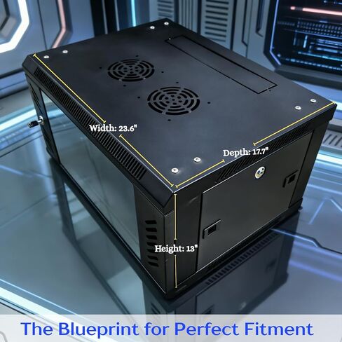 6U Industrial-Grade Locking Wall Mount Server Cabinet, 3 Lockable Doors 17.7" Depth Enclosure, 360° Cooling Ventilated Heavy Duty Rack for 19" IT A/V Network Home Office Gaming Homelab in Kuwait