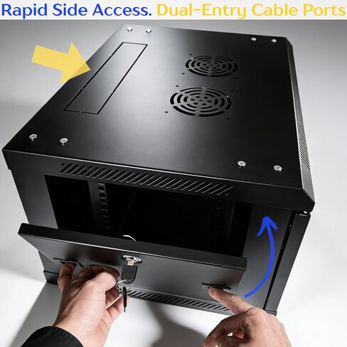 6U Industrial-Grade Locking Wall Mount Server Cabinet, 3 Lockable Doors 17.7" Depth Enclosure, 360° Cooling Ventilated Heavy Duty Rack for 19" IT A/V Network Home Office Gaming Homelab in Kuwait
