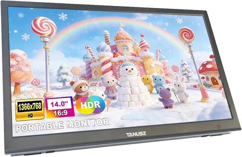 شاشة PJGCWB محمولة مقاس 14 بوصة 1366*768 HD USB-C HDMI شاشة خارجية ثانية لأجهزة الكمبيوتر المحمول والكمبيوتر الشخصي وهواتف Mac وPS وXbox وSwich وIPS شاشة ألعاب رفيعة للغاية بدون إطار in Kuwait