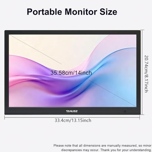 شاشة PJGCWB محمولة مقاس 14 بوصة 1366*768 HD USB-C HDMI شاشة خارجية ثانية لأجهزة الكمبيوتر المحمول والكمبيوتر الشخصي وهواتف Mac وPS وXbox وSwich وIPS شاشة ألعاب رفيعة للغاية بدون إطار in Kuwait