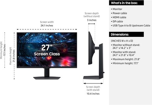 Samsung 27" Odyssey G7 G70F FHD Resolution Gaming Monitor, 4K 180Hz Refresh Rate, NVIDIA G-Sync Compatible, AMD FreeSync™ Premium, Ergonomic Stand, LS27FG706ENXZA (Renewed) in Kuwait