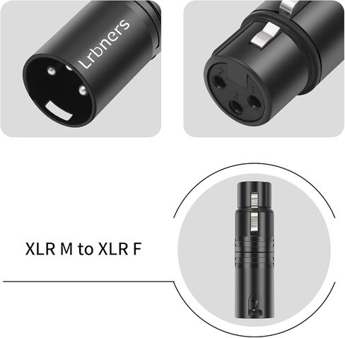 محول صوت XLR ذكر إلى أنثى، موصل اقتران آمن بغطاء أسود، نقل إشارة بدون فقدان 3 دبابيس، موسع XLR متين لمحول كابل معدات الاستوديو والمسرح 3 عبوات in Kuwait