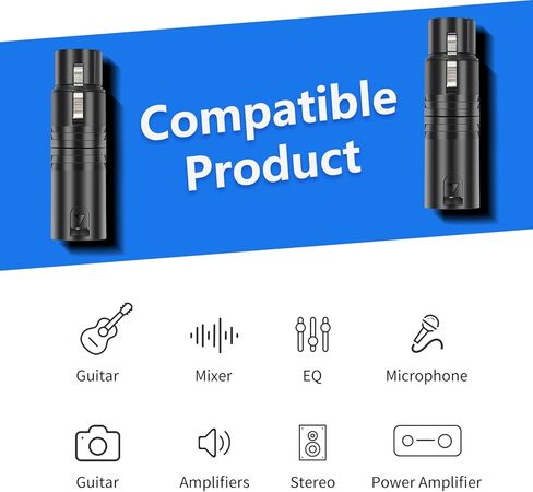 محول صوت XLR ذكر إلى أنثى، موصل اقتران آمن بغطاء أسود، نقل إشارة بدون فقدان 3 دبابيس، موسع XLR متين لمحول كابل معدات الاستوديو والمسرح 3 عبوات in Kuwait