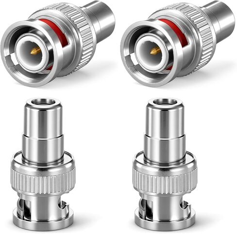 4 Pcs BNC Male to RCA Female Coaxial Connector Adapter, Copper Coax Converter, BNC-RCA Coupler, for TV Monitor, CCTV Camera, DVR Systems, Surveillance System in Kuwait