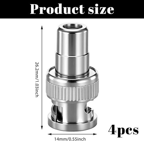4 Pcs BNC Male to RCA Female Coaxial Connector Adapter, Copper Coax Converter, BNC-RCA Coupler, for TV Monitor, CCTV Camera, DVR Systems, Surveillance System in Kuwait
