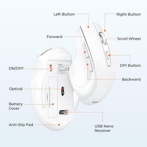 لوحة مفاتيح وماوس لاسلكيين من MEETION باللون الأبيض، توصيل وتشغيل جهاز استقبال USB 2.4G، لوحة مفاتيح كمبيوتر مع دعم المعصم، ماوس 3 مستويات DPI، بطارية طويلة الأمد للكمبيوتر الشخصي/Mac/Windows/الكمبيوتر المحمول، أبيض in Kuwait