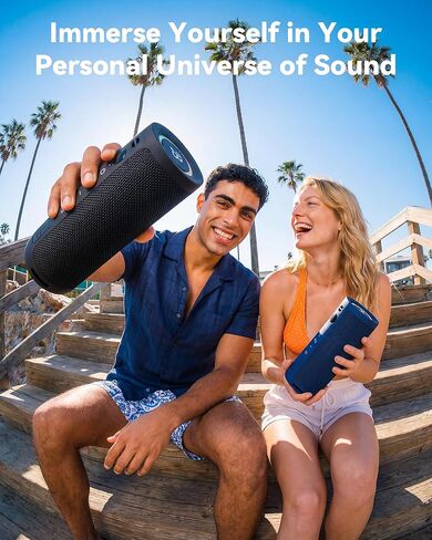 مكبر صوت بلوتوث محمول BassBloom Roar 3، صوت قوي 20 واط مع صوت جهير عميق، IPX6 مقاوم للماء، وقت تشغيل 24 ساعة، بلوتوث 5.4، أضواء RGB، اقتران TWS لاسلكي، خارجي للتخييم والشاطئ (أسود) in Kuwait