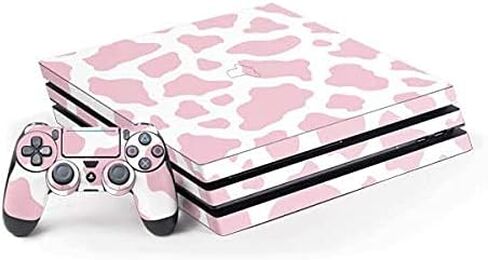 غلاف Skinit المخصص للألعاب متوافق مع وحدة تحكم PS4 Pro وحزمة وحدة التحكم - تصميم طباعة بقرة وردية مصمم في الأصل ومرخص رسميًا in Kuwait
