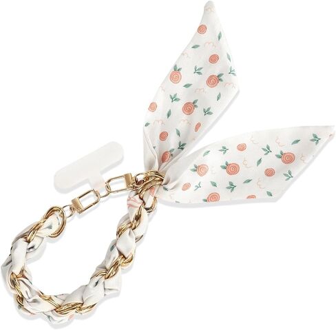 Phone Wrist Strap with Gold Metal Scarf and Universal Tether Tab, Aesthetic Print Design Ribbon Chain, Multi-Purpose Accessories for Bag Key Cellphone for Men Women Girls-Hot Pink Leopard in Kuwait