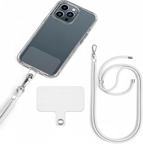 Phone Lanyard + Wrist Strap, 1PCS Adjustable Length Cell Phone Lanyard with 1Tether Tabs for iPhone,Smartphones white in Kuwait