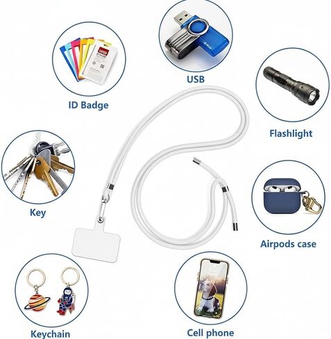 Phone Lanyard + Wrist Strap, 1PCS Adjustable Length Cell Phone Lanyard with 1Tether Tabs for iPhone,Smartphones white in Kuwait