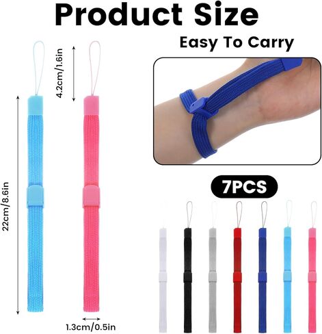 Larrel Adjustable Wrist Strap Lanyards, 7 Pack 7 Colours Replacement Wrist Straps Keychain Lanyard Compatible with Gaming Controllers, Smartphones, Ideal for Travel, Outdoor Adventures in Kuwait