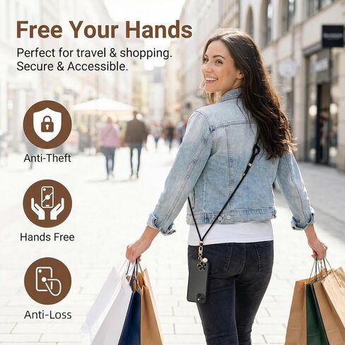 2 Pack Adjustable Crossbody Neck Phone Lanyard + Wrist Strap with 2pcs Tabs and 2pcs Flower & Pearl Pendant, Anti Drop, Anti Theft, Universal Phone Strap for iPhone and Android Smartphones in Kuwait