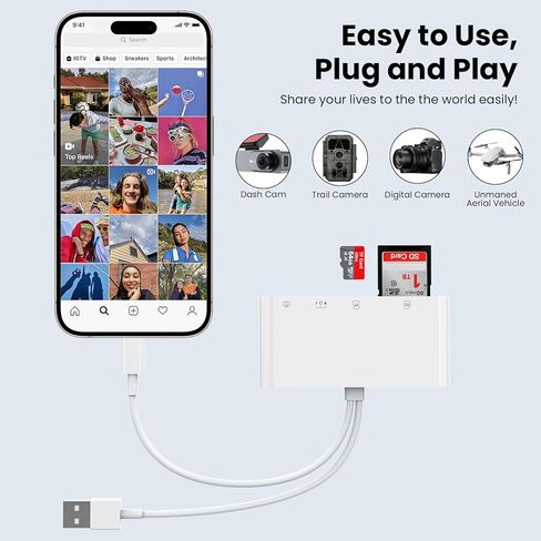 7-in-1 Memory Card Reader, USB C USB A Devices with SD/Micro SD/DOD Military Common Access CAC Card Reader, Memory Camera Card Adapter Hub for iPhone 17/16/15, Camera, MacBook, Mac, iPad, Android in Kuwait
