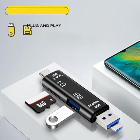 قارئ بطاقات SD، محول قارئ بطاقات ذاكرة USB2.0 فائق السرعة 5 في 1 OTG لقارئ بطاقات USB Type-C/MicroUSB/Tf/USB 2.0/ SD in Kuwait