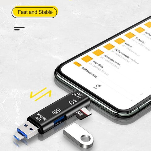 قارئ بطاقات SD، محول قارئ بطاقات ذاكرة USB2.0 فائق السرعة 5 في 1 OTG لقارئ بطاقات USB Type-C/MicroUSB/Tf/USB 2.0/ SD in Kuwait
