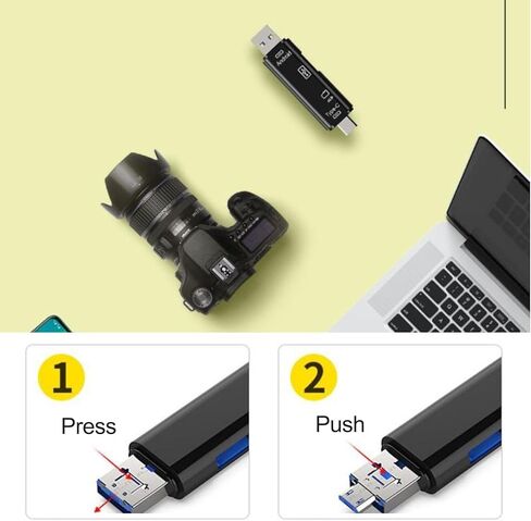 قارئ بطاقات SD، محول قارئ بطاقات ذاكرة USB2.0 فائق السرعة 5 في 1 OTG لقارئ بطاقات USB Type-C/MicroUSB/Tf/USB 2.0/ SD in Kuwait